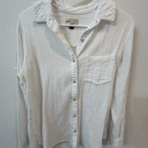 Gauzy White Button-Up Shirt